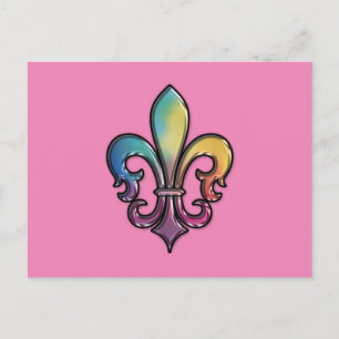 Cartão Postal De Festividades Cartão-postal do Elegante Colorido Fleur de Lis
