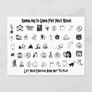Cartão Postal De Festividades Cartão-postal do Halloween Doodle