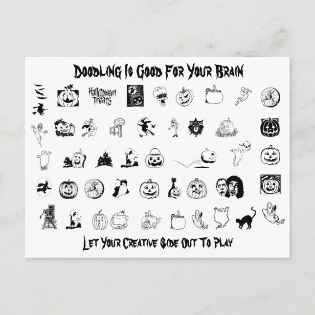 Cartão Postal De Festividades Cartão-postal do Halloween Doodle (Frente)