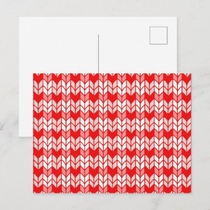 Cartão Postal De Festividades Cartão-postal do KNIT GINGHAM VERMELHO / Horizonta