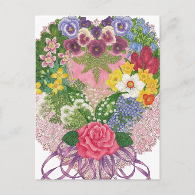 Cartão Postal De Festividades Cartão-postal do Namorados Nosegay vitoriano (Frente)