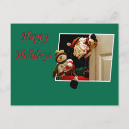 Cartão Postal De Festividades Cartão-postal do Natal Papai Noel e Snowman