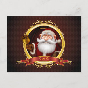 Cartão Postal De Festividades Cartão-postal Dourado de chamada de papais noeis