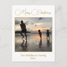 Cartão Postal De Festividades Cartão-postal Dourado Elegante da Família Natal