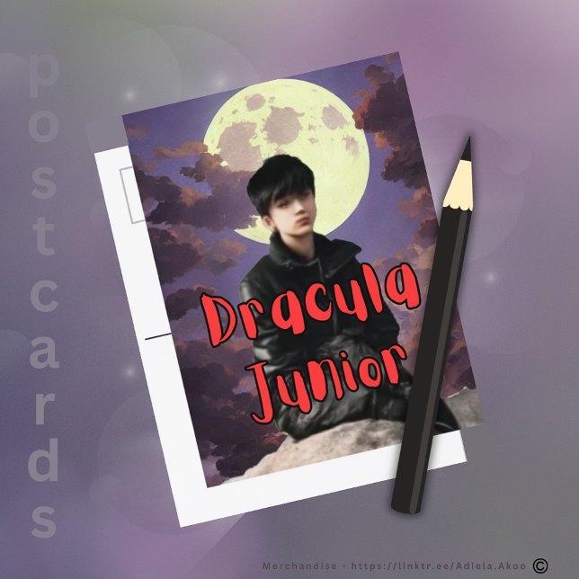 Cartão Postal De Festividades Cartão-postal Drácula Junior Holiday (DJ Postcards designed by Poet Adiela Akoo. Browse my store 4 mor interesting finds & gr8t gift ideas)