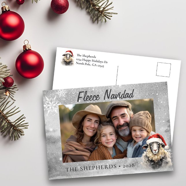 Cartão Postal De Festividades Cartão-postal Feriado de Folha Navidad Sheep (Criador carregado)
