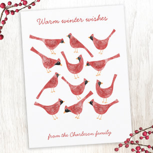 Cartão Postal De Festividades Cartão-postal Festivo Cardinho de Aves Aquáticas