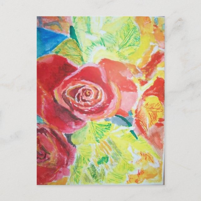 Cartão Postal De Festividades Cartão-postal Floral de Aquarela (Frente)