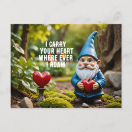 Cartão Postal De Festividades Cartão-postal Gnome com Namorados cardíaco