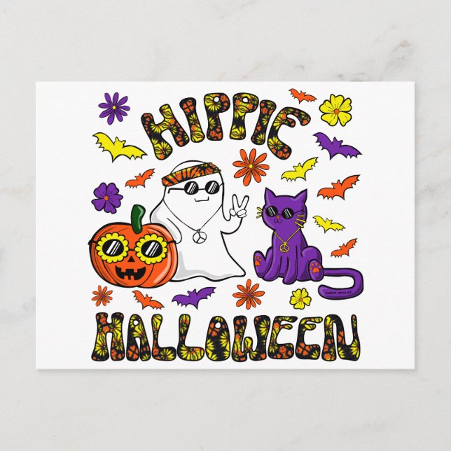 Cartão Postal De Festividades Cartão-postal Hippie Halloween (Frente)