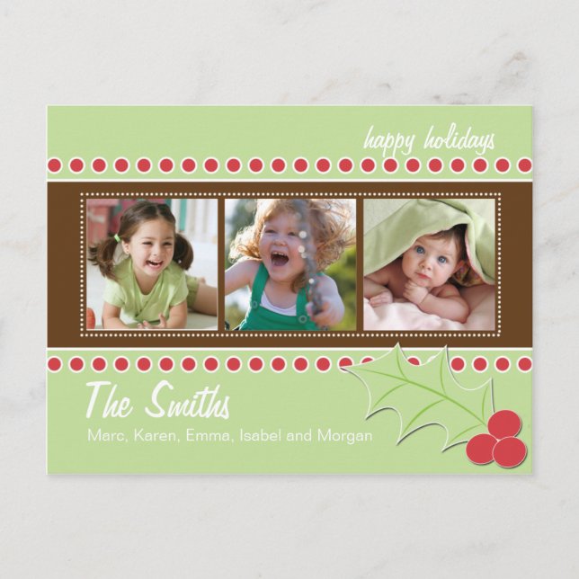 Cartão Postal De Festividades Cartão-postal Holly Photo (Frente)