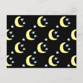 Cartão Postal De Festividades Cartão-postal Lua Brilhante (Preto e Amarelo Suave