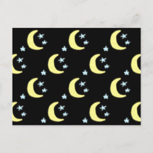 Cartão Postal De Festividades Cartão-postal Lua Brilhante (Preto e Amarelo Suave