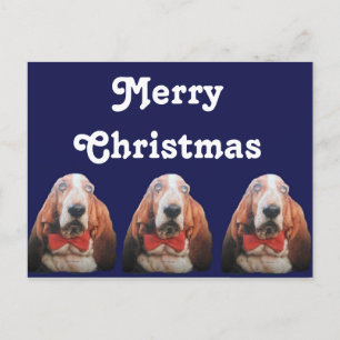 Cartão Postal De Festividades Cartão-postal Merry Christmas Basset Hounds