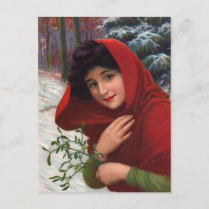 Cartão Postal De Festividades Cartão-postal Mistletoe feliz