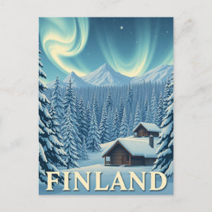 Cartão Postal De Festividades Cartão-postal para as luzes de Norte finlandesas d