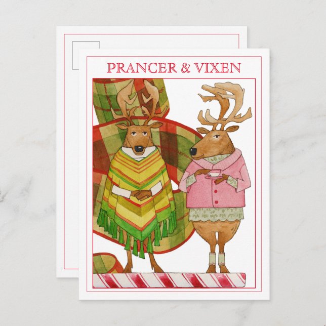 Cartão Postal De Festividades Cartão-postal PRANCER VIXEN (Frente/Verso)
