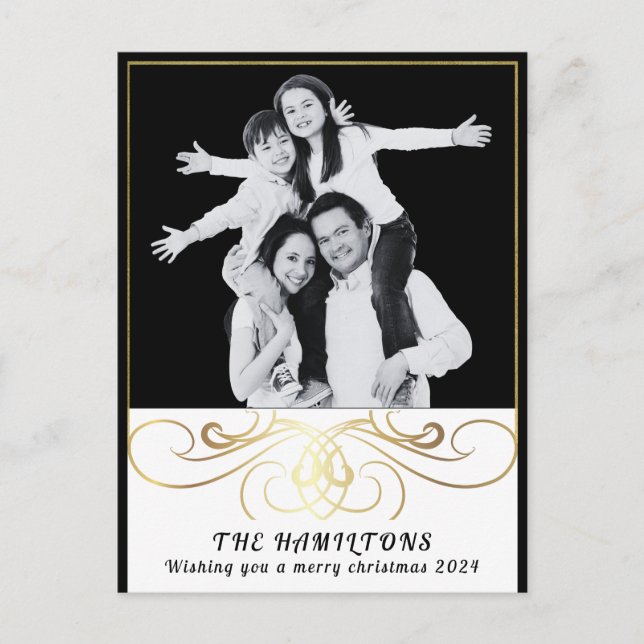 Cartão Postal De Festividades Cartão-postal preto e branco para Elegância monocr (Frente)