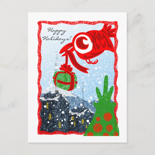 Cartão Postal De Festividades Cartão-postal Red Bird Gift (Frente)