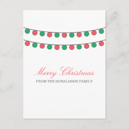 Cartão Postal De Festividades Cartão-postal Red Green Holiday String of Lights