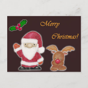 Cartão Postal De Festividades Cartão-postal Santa Clause e Red Nosed Reindeer