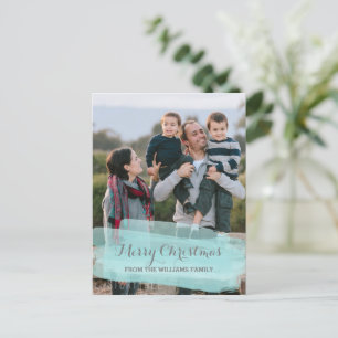 Cartão Postal De Festividades Cartão-postal Turquoise Watercolor Brushaft