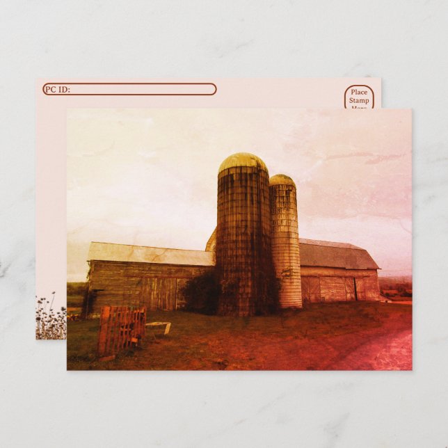Cartão Postal De Festividades Cartão-postal - Velho Barn: Luto Vermelho (Frente/Verso)