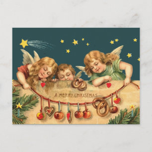 Cartão Postal De Festividades Cartão-postal Vintage Merry Christmas Angels