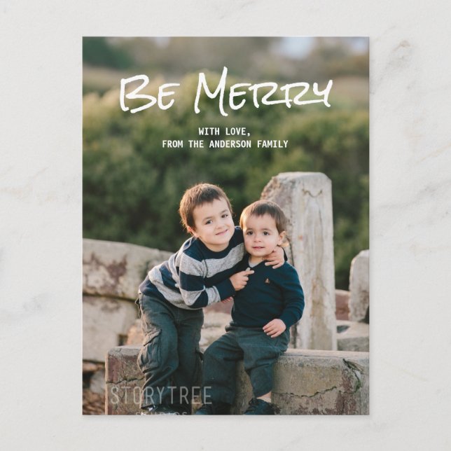 Cartão Postal De Festividades Cartão-postal White Simple Script Be Feliz (Frente)