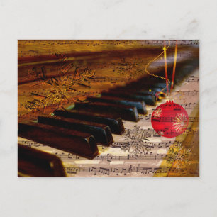 Cartão Postal De Festividades cartão rústico do Natal do professor de piano do