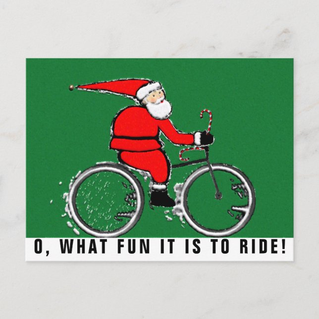 Cartão Postal De Festividades cartas de Natal de bicicleta (Frente)