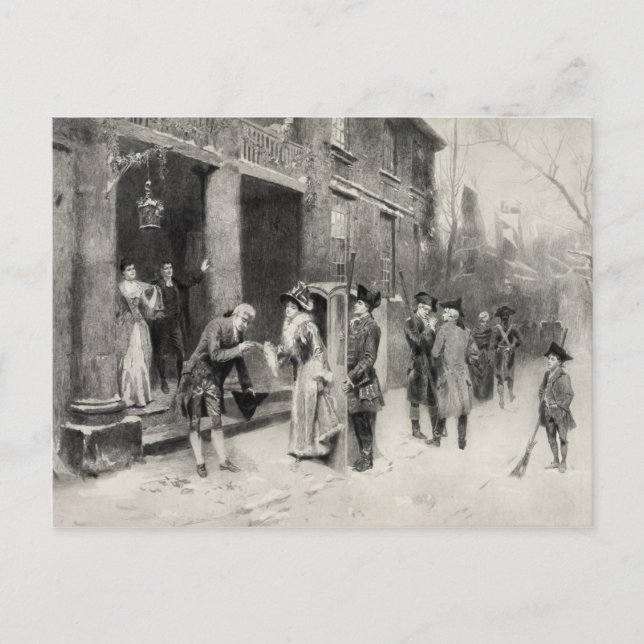 Cartão Postal De Festividades Cartaz da véspera de Natal no Colonial Times (Frente)