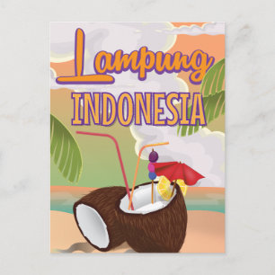 Cartão Postal De Festividades Cartaz de férias vintage de Lampung Indonésia.