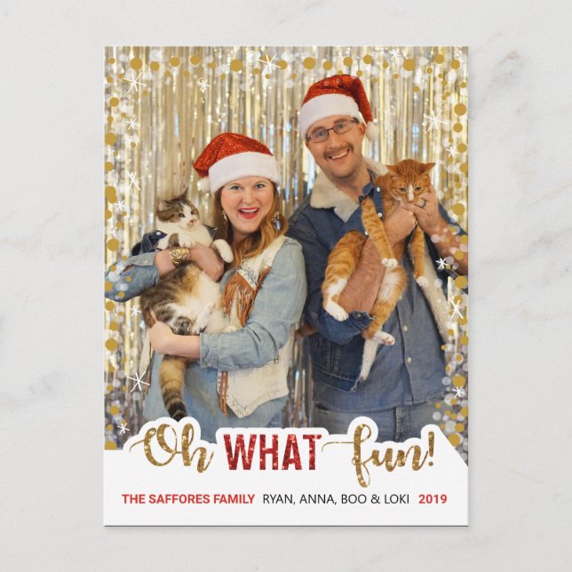 Cartão Postal De Festividades Cartaz de fotos de Natal da Família Divertida (Frente)