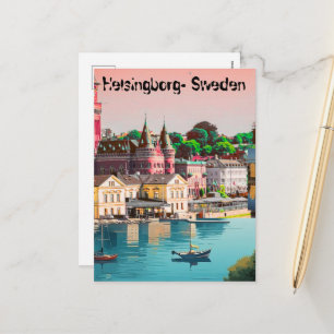 Cartão Postal De Festividades Cartaz de Helsingborg - Suécia, Vista de Helsingbo