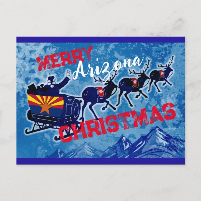 Cartão Postal De Festividades Cartaz de Natal da Arizona de feliz (Frente)