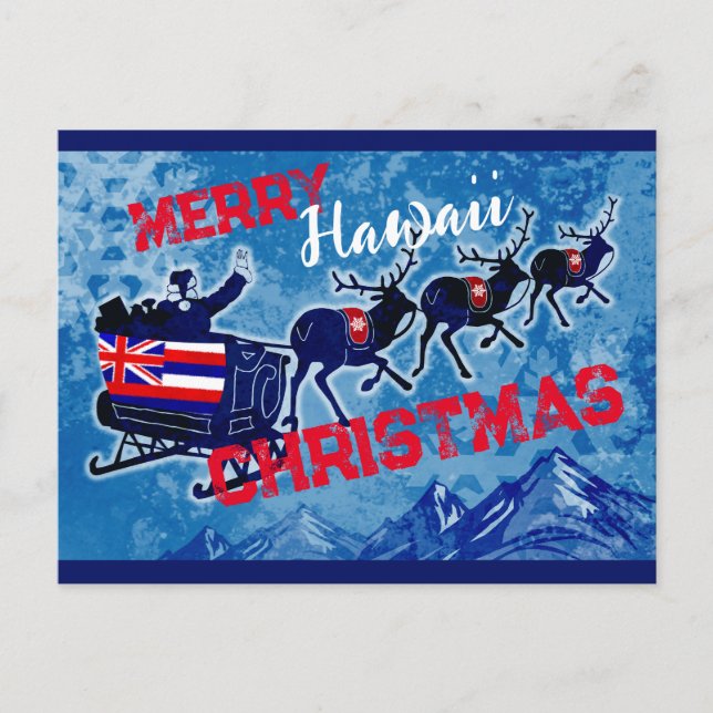 Cartão Postal De Festividades Cartaz de Natal da feliz do Havaí (Frente)