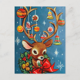 Cartão Postal De Festividades Cartaz de Natal das renas Vintage retro Holiday