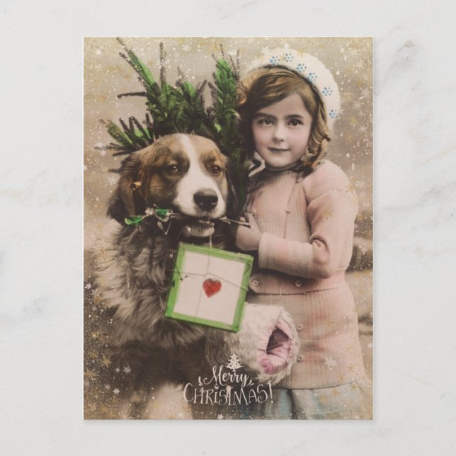 Cartão Postal De Festividades Cartaz de Natal de retro feliz (Frente)