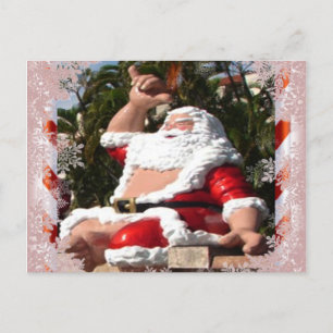 Cartão Postal De Festividades Cartaz de Natal do Papai Noel Havaiano