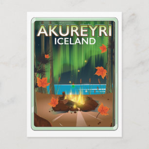Cartão Postal De Festividades cartaz de viagem Akureyri Islândia