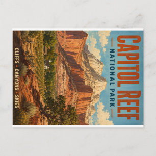 Cartão Postal De Festividades Cartaz de Viagem Antigo do Parque Nacional Capitol