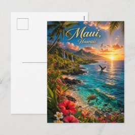 Cartão Postal De Festividades Cartaz de Viagem da Costa Tropical do Maui Havaí