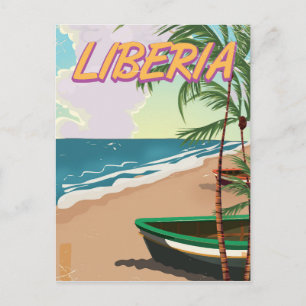 Cartão Postal De Festividades Cartaz de viagem de férias retro da Libéria