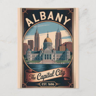 Cartão Postal De Festividades Cartaz de Viagem Retro Vintage Albany Nova York