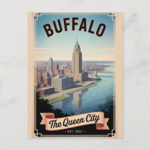 Cartão Postal De Festividades Cartaz de Viagem Retro Vintage Búfalo Nova York