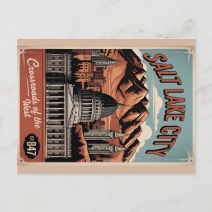 Cartão Postal De Festividades Cartaz de Viagem Retro Vintage Salt Lake City Utah