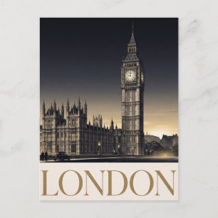 Cartão Postal De Festividades Cartaz de Viagem Vintage Londres com Big Ben