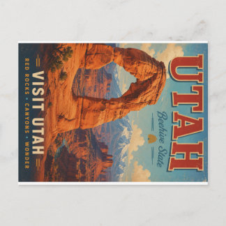 Cartão Postal De Festividades Cartaz de Viagem Vintage Utah com desfilhadeiros d
