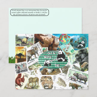 Cartão Postal De Festividades Cartaz do Dia Mundial do Animal usando Carimbos Po
